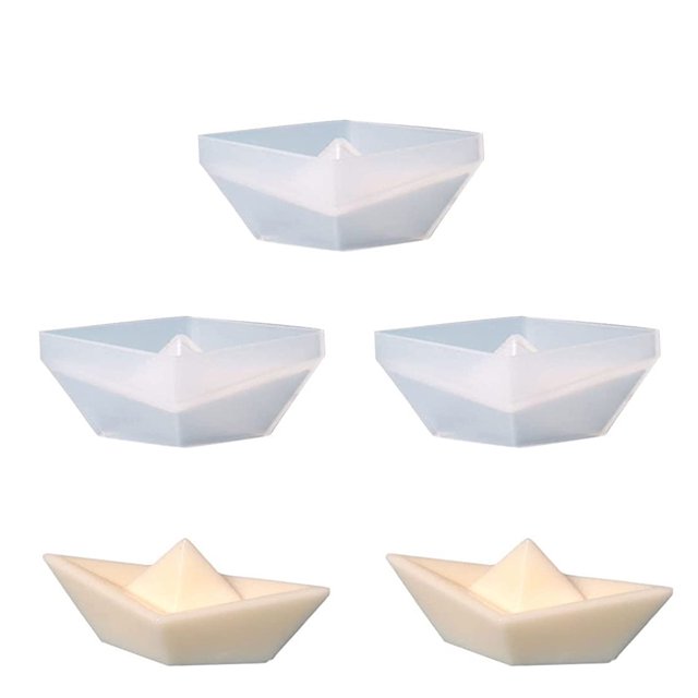 3 velas pequeñas de barco, moldes de silicona, moldes de velas de resina de silicona para decorar mesas de comedor y hogares Rojo Verde