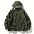 thumbnail image 2 of Brondbend Men's Coats Man Jacket Hooded Long Sleeved Zipper Pocket Outerwear Solid Color Casual Jacket Loose Fit Festival Tops Army Green, 2 of 4
