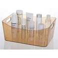 thumbnail image 2 of YBM Home Plastic Storage Bin Organizer for Cabinet and Shelves, Brown, Medium, 2 of 2