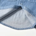 thumbnail image 6 of XUELUO Toddler Boys Athletic Shirts Summer Denim Solid Color Lapel Button Down Long Sleeve Fashion Casual Tee Shirts Streetwear,Blue,2-3 Years, 6 of 9