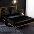 thumbnail image 2 of WONESION Satin Sheet Set 3 Piece Hotel Soft Sikly Deep Pocket Bed Sheets,Twin,Black, 2 of 5