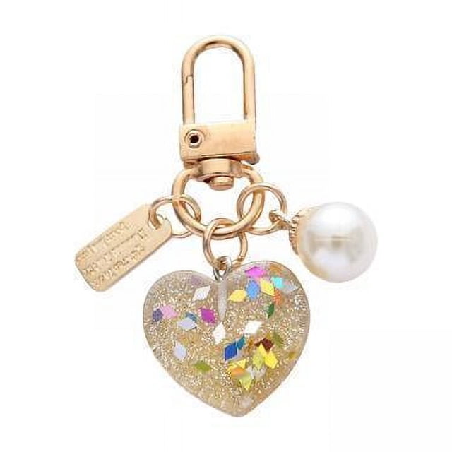 5x LLavero de Corazón de Resina para Mujer, Llavero con Etiqueta de Metal, Accesorios de Bolso para Adolescentes, Niñas, Hermanas, Parejas, Bolso 5 piezas