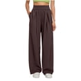 thumbnail image 2 of Chbgutlmr Womens Pants Straight Leg High Waist Pleated Trousers Casual Loose Comfy Solid Color Dailywear Pants with Pockets, 2 of 5