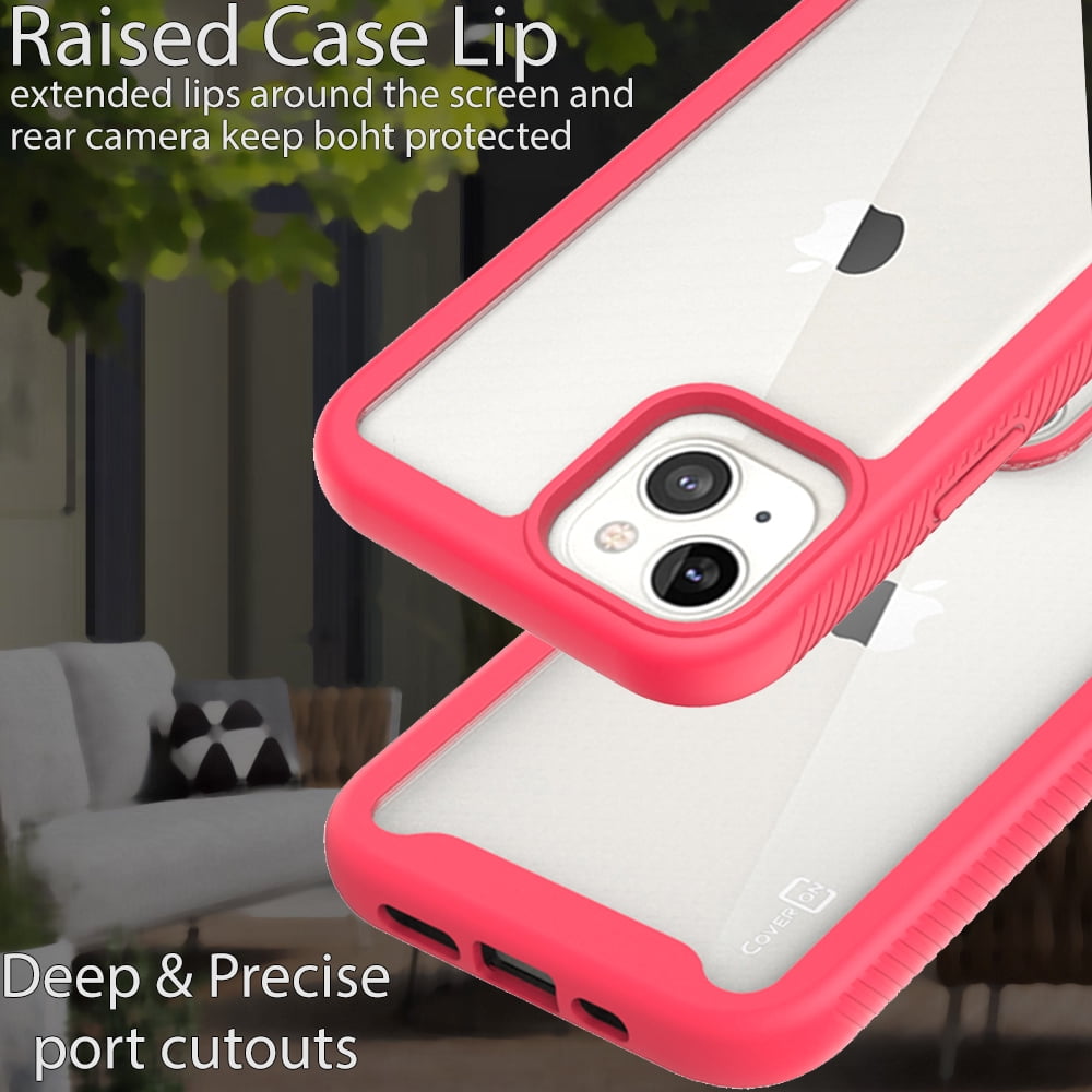 Arrivly Silicone Case for iPhone 13 Transparent TPU Bumper Cover in Pink