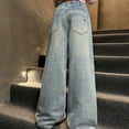 thumbnail image 4 of Girls Jeans Pants Elastic High Waist Wide Leg Denim Pants Teen Girl Clothes Summer Clothes for Teen Girls 8-10 Years Girls Fashion, 4 of 7