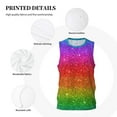 thumbnail image 6 of Easygdp Rainbow Glitter Men's Mesh Basketball Jersey Quick Drying Sleeveless Shirts Fitted Muscle Tank Tops Sport Round Neck T-Shirt - Large, 6 of 9