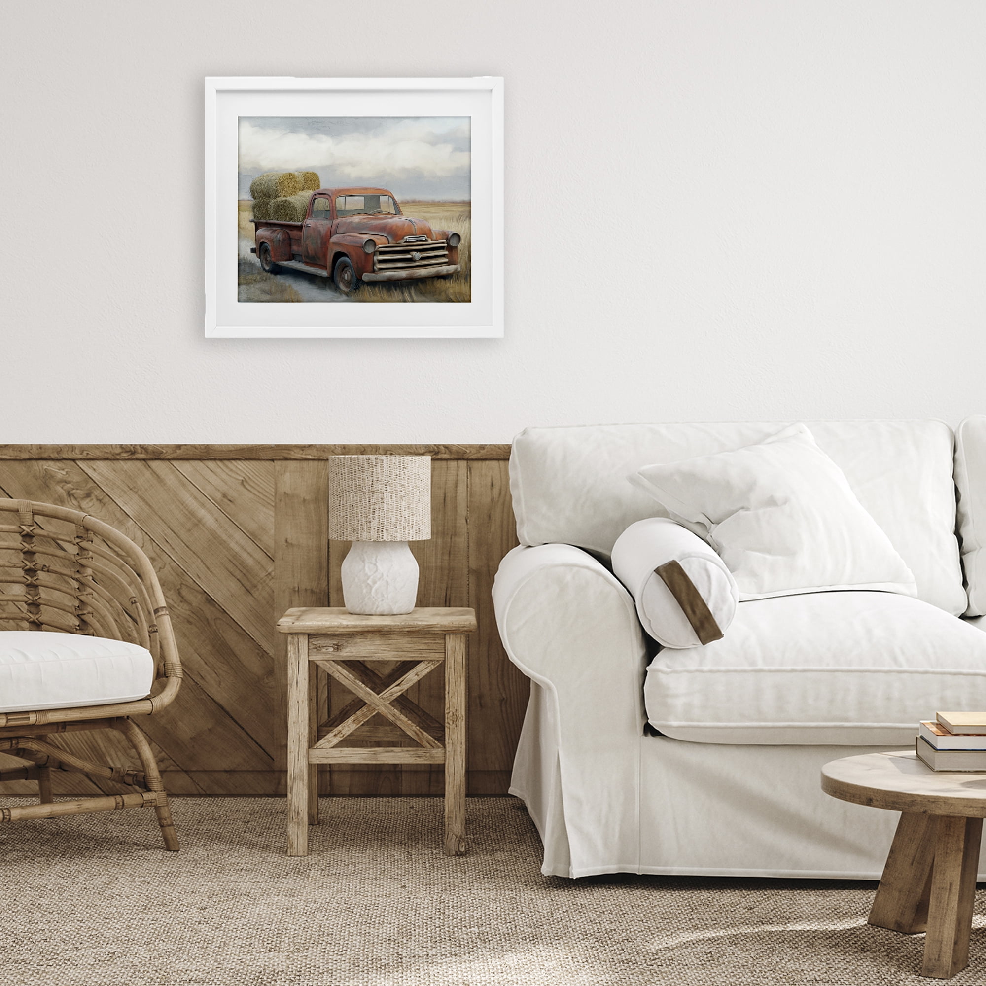 Stupell Industries Hay Time Farm Truck Load White Framed Print Under Glass, design by Kim Allen