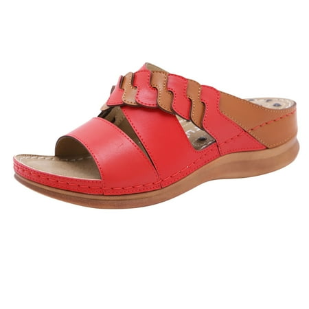 

Womens Summer Slip-On Wedges Beach Open Toe Breathable Sandals Splicing Shoes Summer Open Toe Slide Sandals Comfortable Flats Flip-Flops Sandal Casual Platforms Wedge Sandals Heeled Sandals A5924
