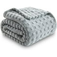 thumbnail image 7 of Super Soft Twin Blanket Grey Premium Silky Flannel Fleece 3D Waffle Checkered Lightweight Bed Blanket All Season Use (Light Grey, Twin(60"x80")), 7 of 7