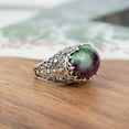 thumbnail image 4 of Filigree Art Ruby Zoisite Gemstone Women Silver Dome Statement Ring, 4 of 6