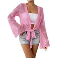 thumbnail image 2 of UPPADA Beach Vacation Dresses Women Knit Cover Up Bodycon Bathing Suits for Ladies Summer Mesh Long Dress Swimwear Cover Ups Pink,Free Size, 2 of 7