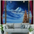 thumbnail image 4 of Fenyluxe  Winter Tapestry Wall Hanging Snow Scene Outside Vintage Window Tapestries Red Christmas Balls New Year Wall Decor Blanket for Bedroom Living Room Holiday Party 40x30inch, 4 of 6