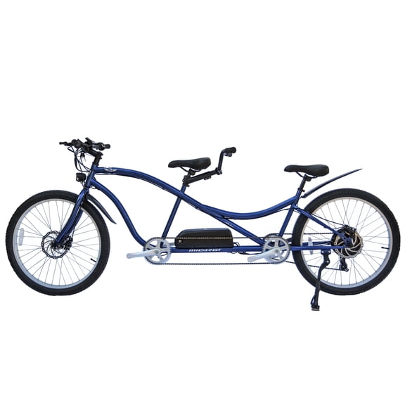 Aloha 500W Tandem E-bike, 7-speed, Disc Brake, 48V 17.5AH Battery, 20mph, 40mi, for Men, Dark Blue