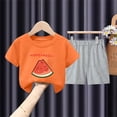 thumbnail image 4 of BXJX Girls Summer Outfit Sets, Crew Neck 2PC Knitted Short Sleeve T-Shirts and Shorts Sets Orange Size 3-4 T, 4 of 5