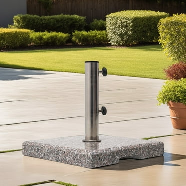 Abble Heavy Duty Granite Patio Umbrella Base, Square Outdoor Umbrella Stand Weight 42 lbs