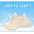 thumbnail image 5 of LUCKY STEP Chunky Sneakers for Women Fashion Platform White Leather Casual Dad Shoes,Beige, 5 of 11