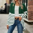 thumbnail image 7 of Womens Cardigan Tops Fall Trendy Striped Open Front Shirts Dressy Casual Long Sleeve Blouses Outwear Coat Army Green, 2XL, 7 of 7
