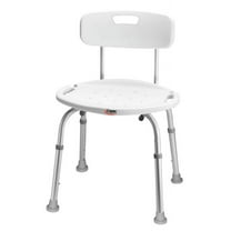 Carex Bath and Shower Chair with Back, Adjustable Legs, Built-in Notch,  White, 300 lb Capacity