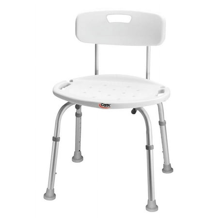 Carex Bath and Shower Chair with Back, Adjustable Legs, Built-in Notch, White, 300 lb Capacity