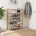 Natural Bamboo Shoe Rack with Shelf, Rectangular Shoe Organizer for ...