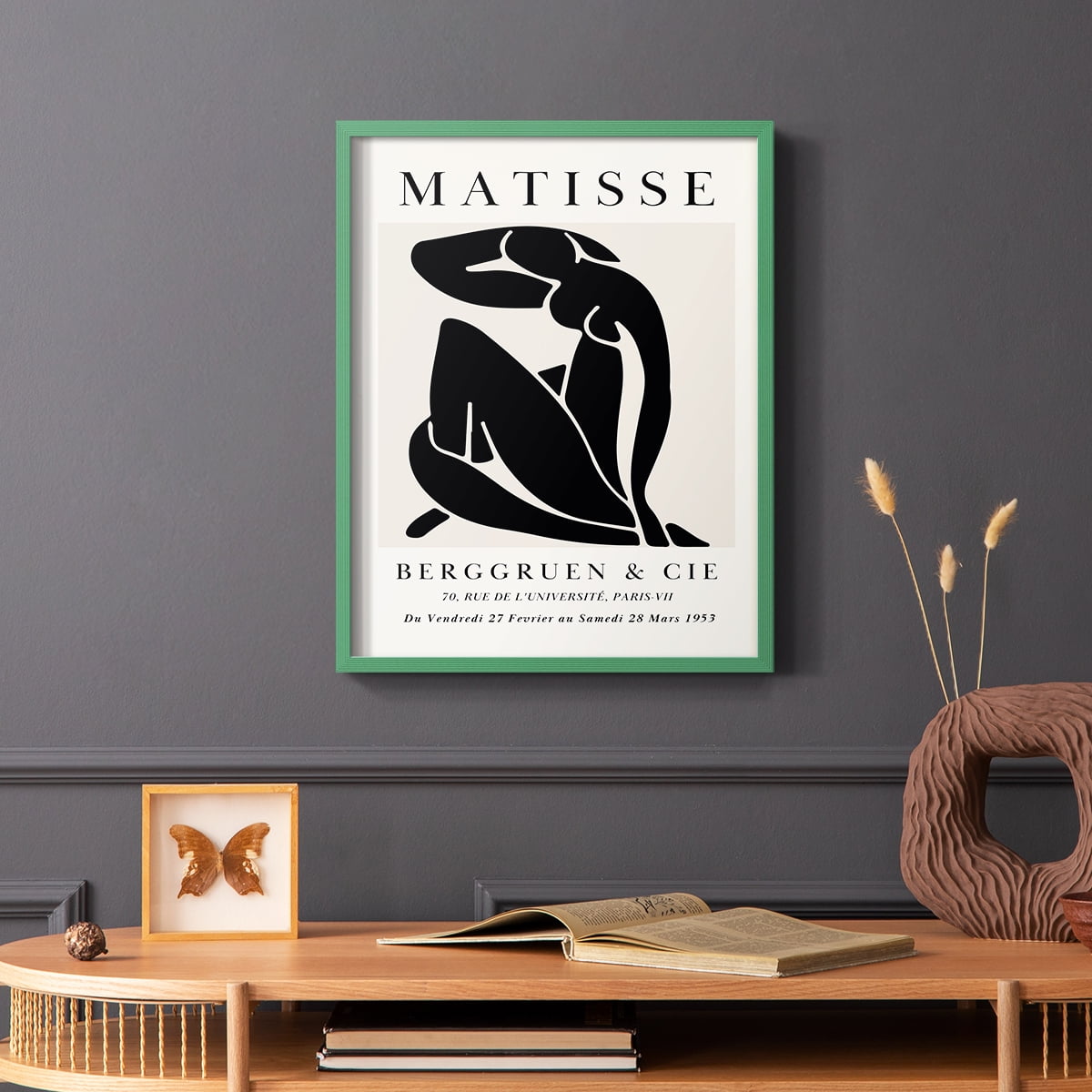 Matisse CDXC in Green Solid Wood Framed Print No Nail Hanging