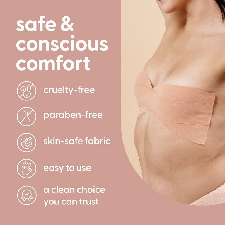 breast tape for strapless dresses BLOOMORA Boob Large Breasts - Invisible Lift for Women – Lift Tape with Silicone Nipple Covers - Perfect with - Numerous Accessories included BRA2557 BG BREAST LIFT TAPE