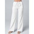 thumbnail image 2 of qolati Cotton Linen Pants for Women Drawstring Eastic Waistband Wide Leg Palazzo Pants 2023 Summer Classic Fit Straight Leg Long Lounge Trousers, 2 of 6