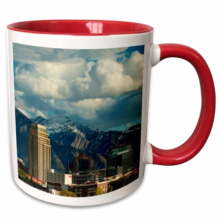 3drose, Salt Lake City with Wasatch Front, Utah, Usa - Us45 Hga0460 - Howie Garber, 15oz Two-tone Red Mug