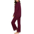 thumbnail image 4 of Posijego Striped Pajama Sets for Women Long Sleeve V Neck Casual Sleepwear Tops and Pjs Pants Lounge Outfits, 4 of 7