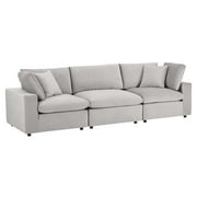 Modway Commix Down Filled Overstuffed Performance Velvet 4-Piece Sectional Sofa in Navy