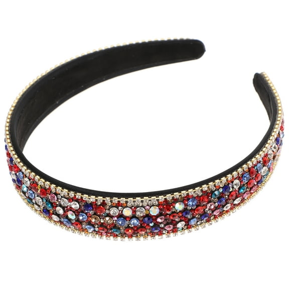 Crystal Wide Rhinestone Hair Headband for Women and Girls, Mixed Color Sparkling Hairband Accessory