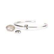 Trollbeads Grey Moonstone Bangle, Silver and Gemstone Bracelet, M