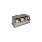 3-Bin Stackable Storage Cubby - Modular Organizer for Toys, Books & Crafts - Gray Finish