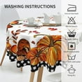 thumbnail image 6 of Fall Thanksgiving Buffalo Plaid Pumpkins Mushrooms Leaves Tablecloth Round 60 Inch Autumn Harvest Pumpkin Table Cloth Farmhouse Rustic Vintage Table Cover for Family Dinner, 6 of 6