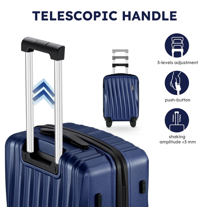 Gowill 3 Piece Hardside Luggage Set 27/23/19 inch Hardshell Lightweight Spinner Wheels Carry-on and Checked Suitcase.Navy Blue