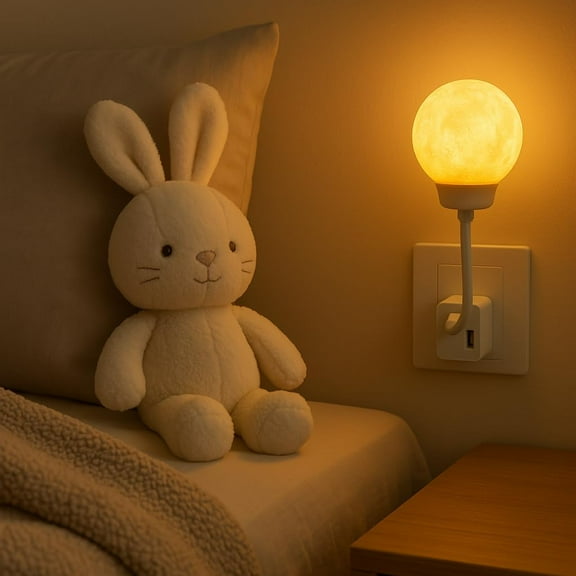 Smart Moon Night Light - USB LED Lamp, 3-Color Dimming, Voice Control, Perfect for Bedroom & Bedside Decor