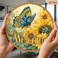 thumbnail image 6 of Vintage Welcome Sign Rustic 8-Inch Round Vintage Metal Welcome Sign Waterproof Rust-Resistant Sunflower Butterfly Wall Decor for Home, Office, Garden, Patio, 6 of 6