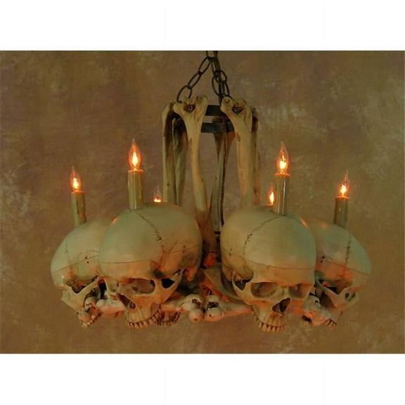 Life-Size Skull & Hip Bone Chandelier With Six Skulls