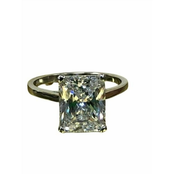 HeartsAndYou 3ct Radiant Cut Moissanite Classic Solitaire Engagement Ring for Women 18k White Gold over Silver