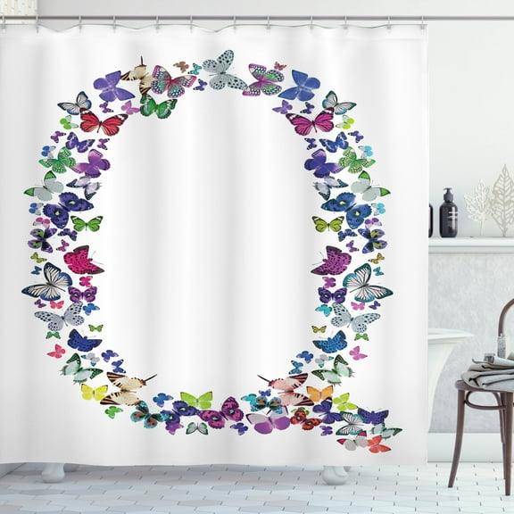 Ambesonne Initial Q Shower Curtain, Spring Inspired Font Art, 69"Wx70"L, Multicolor