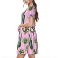 thumbnail image 7 of Spring Summer Dresses for Women 2025 - Cactus Aloe Vera Wedding Guest Dresses, Beach Vacation Clothes, Hawaiian Sundresses Casual Short Sleeve Dress for Women with Pockets, 7 of 7