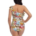 thumbnail image 5 of Sikiie Cartoon Owls 1 Print Women One Piece Swimsuits Tummy Control One Shoulder Bathing Suits Ruffle Swimwear, From S to XXL-Medium, 5 of 6