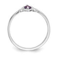 thumbnail image 2 of Solid 14K White Gold Amethyst Purple February Gemstone Birthstone Heart Engagement Ring Size 5.5, 2 of 6