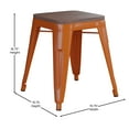 thumbnail image 5 of BizChair 18" Backless Table Height Stool with Wooden Seat, Stackable Orange Metal Indoor Dining Stool, Commercial Grade - Set of 4, 5 of 10