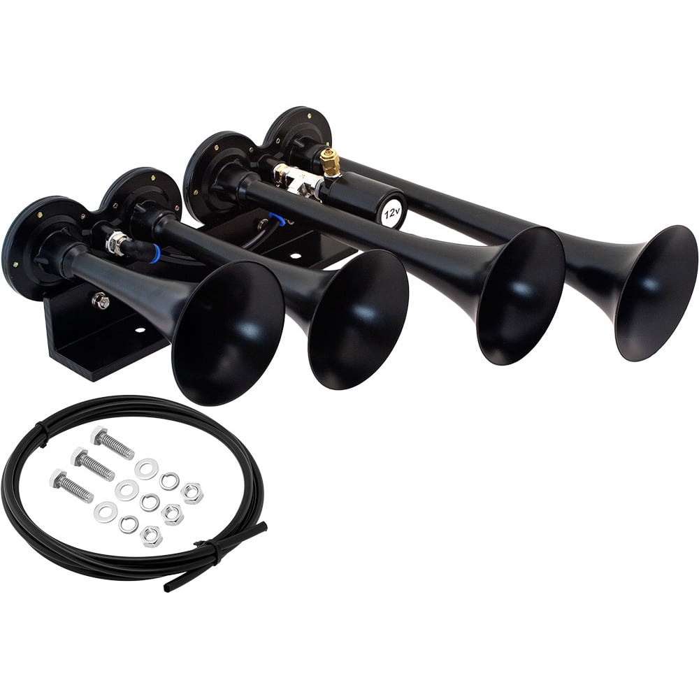 Vixen Horns Train Horn for Truck/Car. 4 Air Horn Black Trumpets. Super