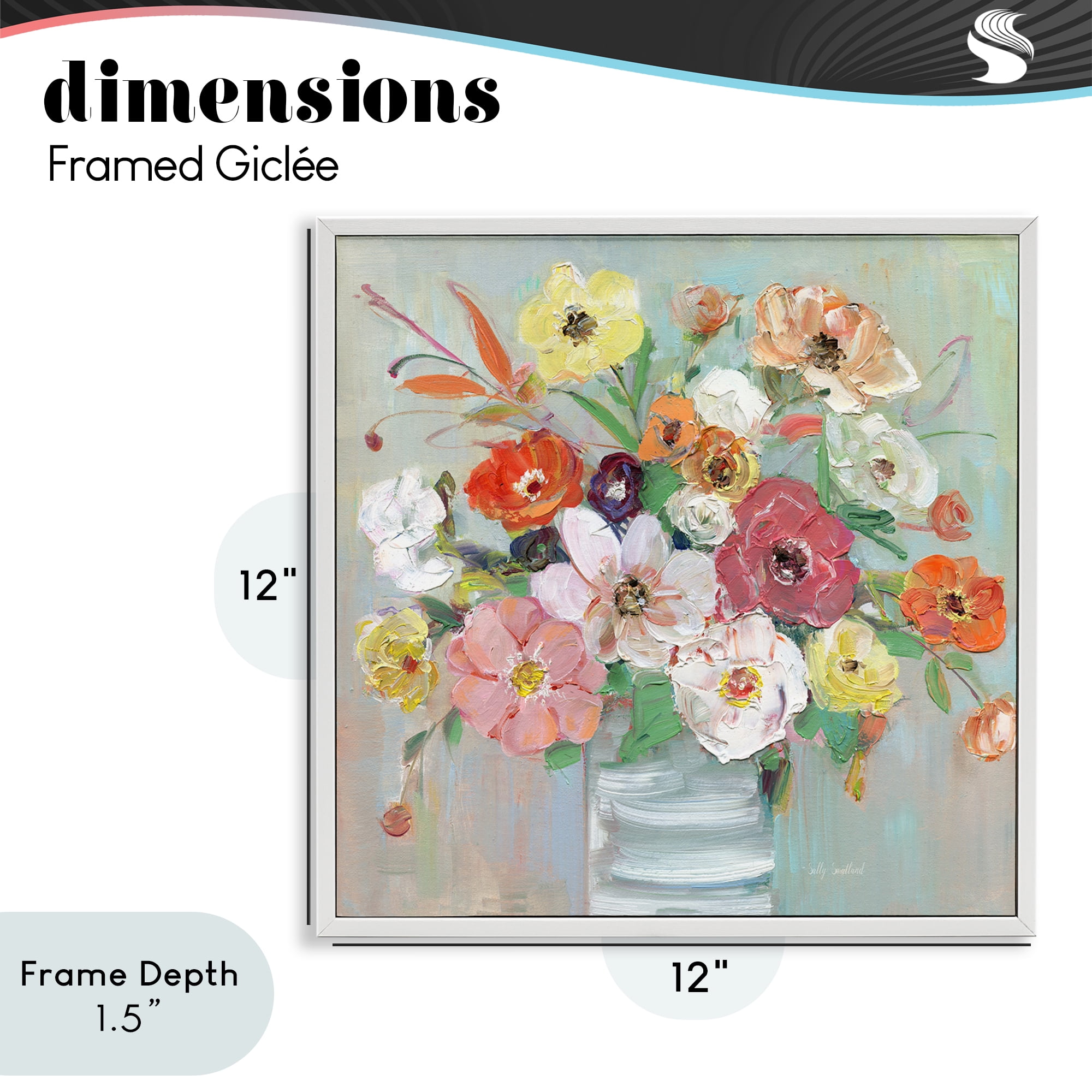 Stupell Industries Energetic Blossom Bouquet White Framed Giclee Art, design by Sally Swatland