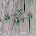 thumbnail image 3 of Body Candy 14G Womens Nipplerings Piercing 316L Steel 2Pc Red Accent Holiday Tree Nipple Ring Set 9/16", 3 of 3