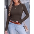 thumbnail image 5 of ANRABESS Long Sleeve Shirts for Women Ribbed Knit Slim Fit Basic Tops Crewneck Tees Spring Fall Casual Underscrubs Layer Clothes Brown Medium, 5 of 11