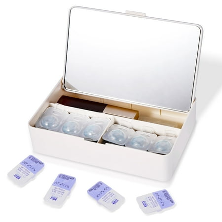 VORDRASSIL MR1 daily contact lens organizer case with mirror and separate compartments for left and right lenses., disposable daily contact lens dispenser for all brands daily lens.