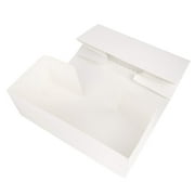 OCreme White Rectangular Cake Box 14 Inch x 6 Inch x 5 Inch High with Scalloped Window - Pack of 25